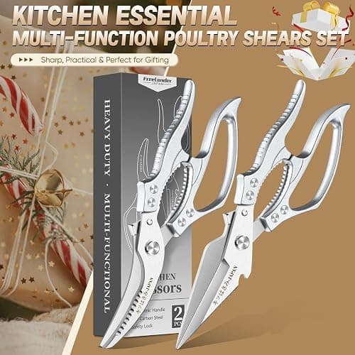 Freelander Kitchen Scissors Set - All Purpose Heavy Duty Poultry Shears | Japanese Kitchen Shears for Food, Chicken, Meat, Fish, Vegetables, Ergonomic Non-Slip Handle, Gifts for Women Men thumbnail 7