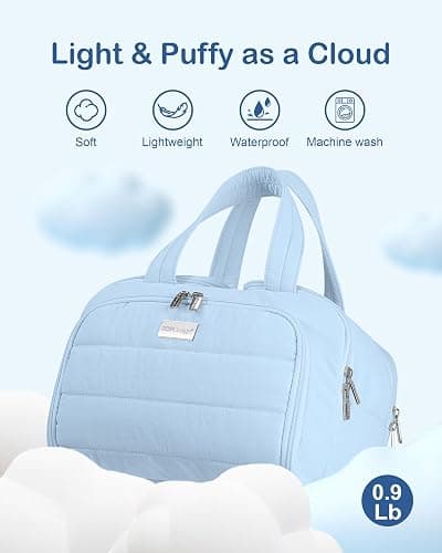 TOPDesign Travel Toiletry Bag for Women, Puffer Large Toiletry Bag, Lightweight Cosmetic Makeup Organizer with Handle for Traveling, Accessories, Essentials, Toiletries (Ocean Blue) thumbnail 4