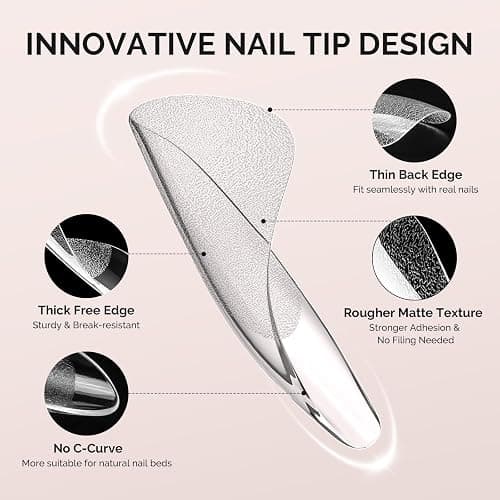 MelodySusie Extra Short Almond X Nail Tips - 600Pcs 15 Sizes Clear Acrylic, Half Matte Full Cover Press on Nails for DIY Extension & Salon Use, Pre-Shaped for Long-Lasting Manicure thumbnail 3
