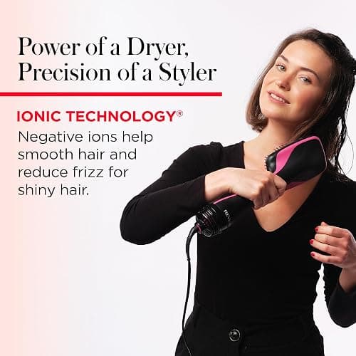 REVLON One-Step Straightening Brush Hair Dryer and Styler | Dries, Straightens and Detangles Hair, Ionic Technology Reduces Frizz for Sleek, Shiny Results, 3 Heat Settings thumbnail 3