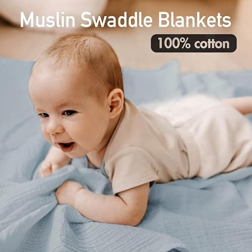 GLLQUEN BABY Muslin Swaddle Blankets,3-Pack Receiving Blanket for Newborn Boys and Girls,Baby Swaddle Blanket Unisex, Elephant,Baby Essentials, Registry & Gift, 40 x 38 inches thumbnail 6