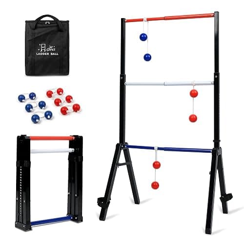 Steel Ladder Ball Game Set with 6 Bolas Assembly-Free Ladder Toss Includes Scorekeeper and Carry Case Yard Outdoor Games for Adults & Family - Image 1