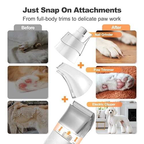 Afloia 6-in-1 Dog Grooming Kit, Pet Grooming Vacuum for Shedding, Dog Hair Vacuum with Clipper Nail Trimmer Grinder, Pet Brush Groomer at Home, Low Noise Cats Hair Remover, 1.5L Dust Cup, White thumbnail 3