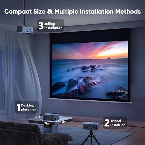 TMY 1080P Full HD Portable Mini Projector, Upgraded Bluetooth Movie Projector with Screen, Compatible with TV Stick Smartphone/HDMI/USB, Indoor & Outdoor Use thumbnail 8