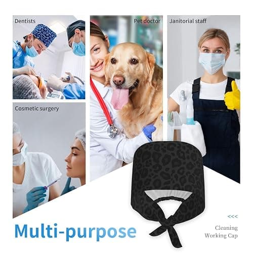 Working Cap Scrub Cap with Sweatband Adjustable Unisex Women Tie Back Hat Nurse Surgical Caps thumbnail 7