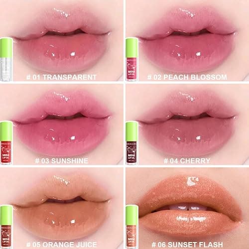 6pcs Lip Gloss Oil Set, Mini Hydrating Lip Glow Oil Lip Gloss, Lipgloss Lipoil Set for Women Girls Teens, Tinted Plumping Fat Lip Oil Lip Balm for Dry Lips Nourishing (SET A) thumbnail 2