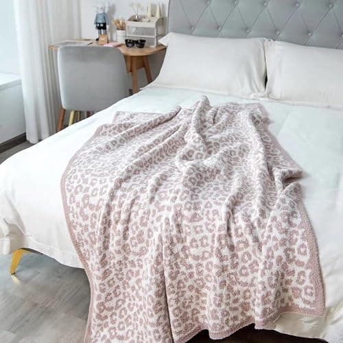Ultra Soft Leopard Throw Blanket for Couch, Lightweight Warm Fluffy Reversible Cream Cheetah Throw Blanket for Sofa Bed Decor, Beige thumbnail 6