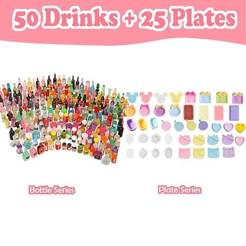 250Pcs Mini Food Miniatures Food Drinks Bottles Toys Doll House Accessories 1:12 Playset Kitchen Game Pretend Play Party Mini Things Stuff Tiny Baking Micro Hamburger Ice Cream Cake Bread thumbnail 5