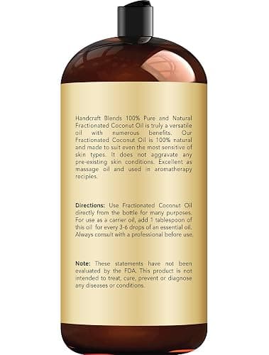 Handcraft Blends Fractionated Coconut Oil - 28 Fl Oz - 100% Pure and Natural - Premium Grade Carrier Oil for Skin and Hair - Hair and Body - Massage thumbnail 2