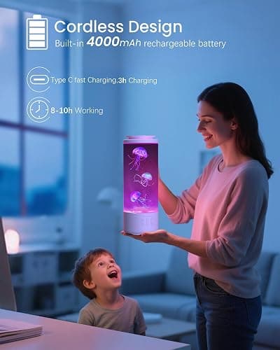 Eyesound Jellyfish Lamp Bluetooth Speaker with White Noise – 7 Color Changing Jelly Fish Tank Aquarium Light, 4 Lighting Modes for Relax & Sleep, Home Office Bedroom Decor, Gift for Kids Teens Adults thumbnail 5