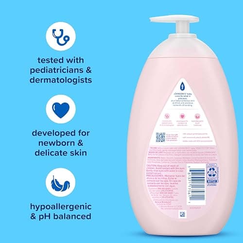 Johnson's Baby lotion with coconut oil, aloe vera & vitamin b5, 72 hour hydration, gentle baby moisturizer, hypoallergenic, safe for newborns, helps protect from dryness, 27.1 fl oz thumbnail 9