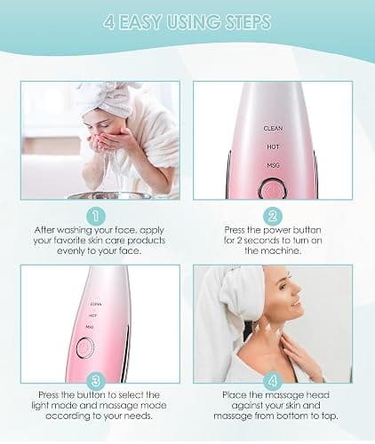 ELISHINE 7 Color Neck Face Massager - Facial Massager Tool for Skin Care at Home, Vibrating Face Massager with Thermals, Pink thumbnail 6