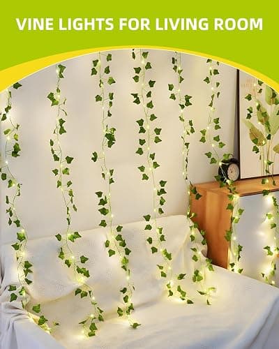 KASZOO Vines with Fairy Lights for Bedroom - 200 LED Ivy Curtain Wall Vines for Wedding, Party, Dorm, Indoor & Outdoor Use, 6.5ft x 6.5ft thumbnail 4