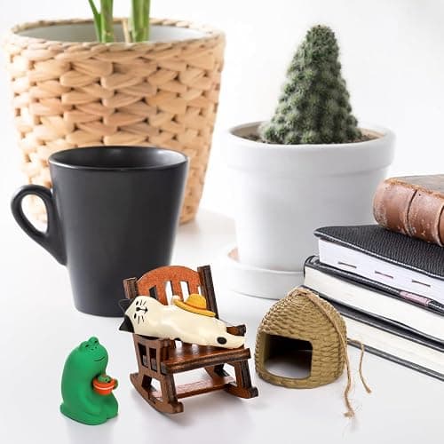 Noamus 8 Pieces Miniature Frog Figurines, Adorable Resin Collectibles Set, Cute Frog Statue Sculpture, Funny Desk Accessories for Garden Bedroom Office Decor, Plant Shelf thumbnail 5