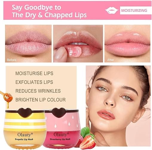 10 PCS Bee Lip Balm Honey Pot, Honey Lip Balm Bulk, Moisturising Sleep Lip Mask Overnight with Sticks, Reduce Lip Lines, Exfoliating Prevention Dry and Crack Lip Scrubs thumbnail 2