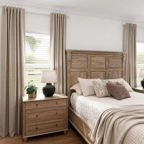 Linen Textured Total Blackout Curtains for Bedroom 72 Inches Long, Oatmeal | 100% Blackout Shield, Back Tab/Rod Pocket Living Room Drapes, Thermal Insulated Blackout Curtains 2 Panels Set, 42"W x 72"L thumbnail 7