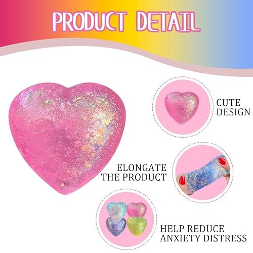 4 Pack Squishy Toys, Heart Shaped Stress Balls for Kids, Soft Sensory Fidget Toys for Anxiety Relief, Office Relaxation and Focus Improvement, Assorted Colors (Pink, Purple, Blue, Yellow) thumbnail 4