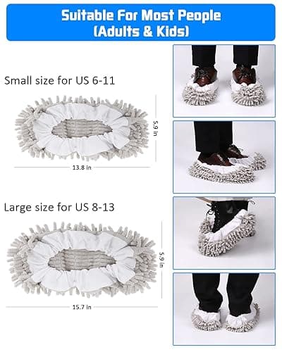 WellMall 8 Pcs Mop Slippers Socks Floor Cleaning,Microfiber Shoe Covers dust Washable Reusable for Woman Man House Kitchen (Grey) - Gray thumbnail 4