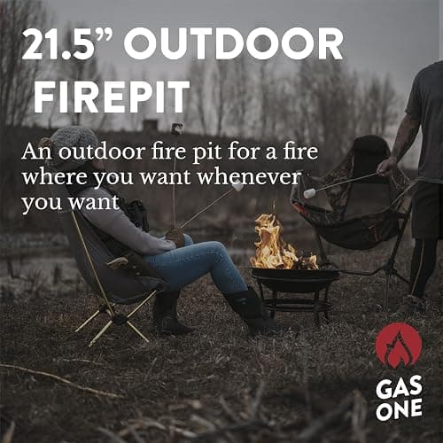 Gas One 22 in Outdoor– Wood Burning Fire Pit with Mesh Lid and Fire Picker – Durable Alloy Steel Fire Pits for Outside – Small Fire Pit for Backyard, Porch, Deck, Camping, BBQ thumbnail 4