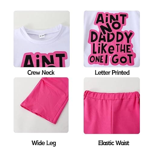 GOLLUNER Girls 2 Piece Outfits Short Sleeve Letter Print Top＋Wide Leg Pants with Pockets Summer Clothing Set Sizes 8-15 Years thumbnail 6