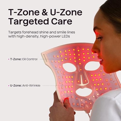 wavytalk Red Light Therapy Mask for Face, Glow Time LED Face Mask Light Therapy for Anti-Fine Line, Acne Treatment and Skin Rejuvenation with Red, Near-Infrared Light, Blue & Amber Light Therapy White thumbnail 7