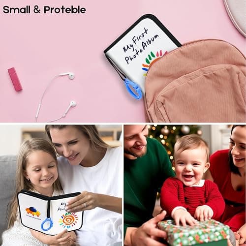 Baby's My First Family Album Holds 21 4x6 Photos, Baby Sun Photo Album Soft Cloth Family Book,My First Photo Book for Baby or Toddlers,Cute Book Gift for Babies Shower Newborns Family Photos（Black） thumbnail 8