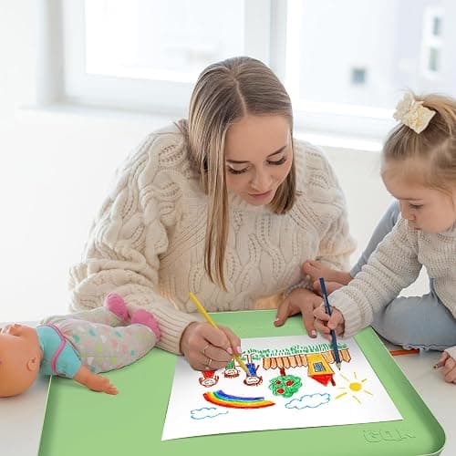 Silicone Art Mat for Crafts, 24" x 16" Painting Mat for Kids with Raised Sides to Stay Tidy, Paint Craft Mats for Clay, Resin, Slime, Jewelry-Making & Crafts Creation (Green) thumbnail 6
