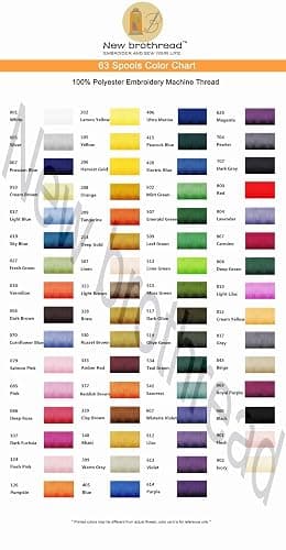 New brothread 63 Colors Compatible with Brother Polyester Embroidery Machine Thread Kit 500M (550Y) Each Spool Compatible with Brother Babylock Janome Singer Pfaff Bernina Embroidery Sewing Machine thumbnail 6