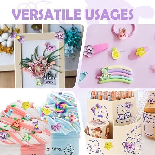 Bayurht 125PCS Slime Resin Charms 6 Colors Assorted Cute Charm Heart Bow Candy Charms Flatback Slime Charm Aesthetic Nail Beads for DIY Crafts Phone Cases thumbnail 7