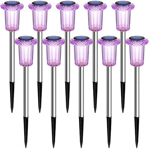 DenicMic Solar Halloween Lights Outdoor Waterproof 10 Pack Halloween Decor | Stake Lights for Yard Pathway Garden Patio Lawn Walkway Driveway, Auto On/Off Purple LED Halloween Decorations Outdoor thumbnail 8