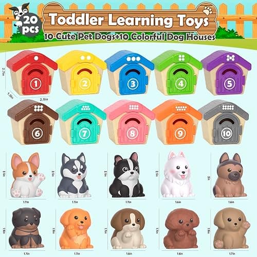 Aigybobo Learning Toys for Toddlers 1 2 3 Year Old, 20 Pcs Pet Dog Toys for Kids, Animal Counting Matching Sorting Fine Motor Educational Playset, Puppy Gifts for Baby Boys Girls Age 12-18 Months thumbnail 3