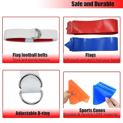 Flag Football Set, 14 Player/ 28 Player Football Flags and Belts Set, Includes Belts, Football Flags, Cones thumbnail 5