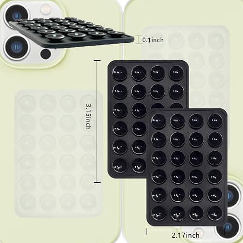 5PCS Silicone Suction Phone Case Mount,Non Slip Suction Cup Phone Mount,Hands-Free Accessories Holder for Selfies and Videos,Silicon Adhesive Stand Sticky for Cell (Pink, White) thumbnail 3