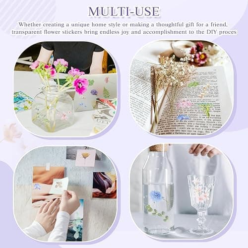 160Pcs Natural Flower Stickers for Scrapbooking,Self-Adhesive Transparent Flower Stickers Scrapbook Supplies Journaling Supplies for Adult Card Making Letters DIY Water Bottle Cards Decoration (160) thumbnail 5
