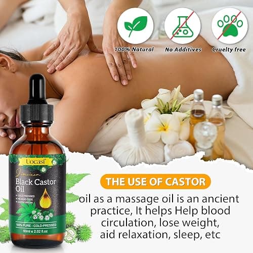 Uocasi 2Pack Jamaican Black Castor Oil, 100% Pure Cold Pressed in Glass Bottles, Body Massage, Hair Growth, Eyebrow Nourishment, 4.04 Oz thumbnail 2
