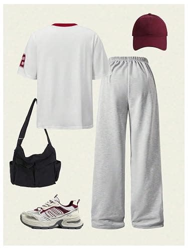 SOLY HUX Girl's Sporty Outfits Number Graphic Jersey Shirt and Baggy Sweatpants Suit 2 Piece Set thumbnail 2