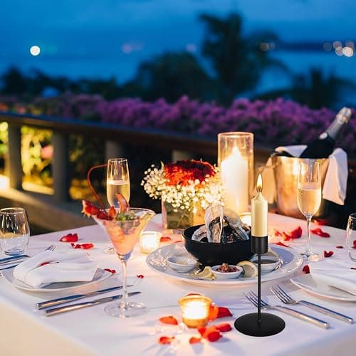 4 Pcs Candle Holders Candlestick, Metal Candle Stand Holder Black Retro Pillar Candle Holder for Home Party Living Room, Wedding Thanksgiving Christmas Advent Dinning Table Mantel Decoration(Black) thumbnail 7