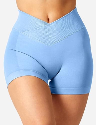YEOREO Scrunch Butt Workout Shorts Women 3.5" Seamless V Cross Waist Sport Gym Amplify Shorts thumbnail 4