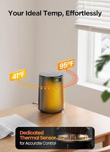 GiveBest Space Heater, Electric Portable Heaters for Indoor Use with Thermostat and Remote, 70°Oscillation, Digital Display, 12H Timer, 1500W PTC Ceramic Fast Safety Heat for Office Bedroom Home Desk thumbnail 3