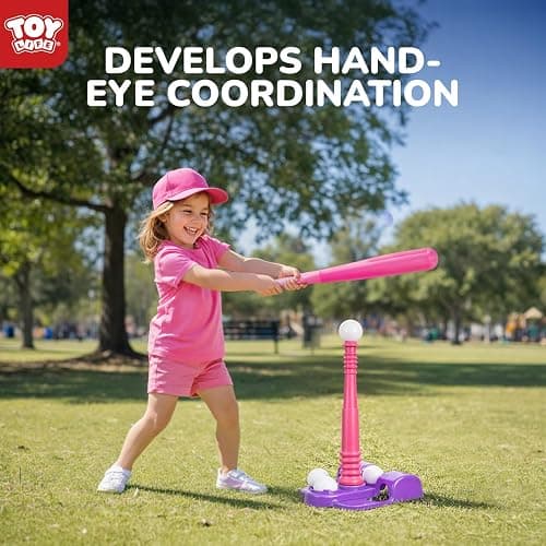TOY Life T Ball Set for Kids 3-5 5-8, Toddler Baseball Set for Girls, T Ball Stand Sets with Baseball Glove, Tball Bating Tee Outdoor Indoor Toys for Toddler Girls thumbnail 5