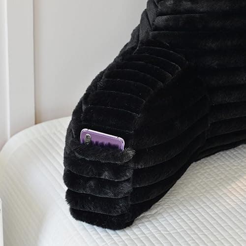Yaoshuho Large Reading Pillow for Adults, Back Support Pillow for Sitting Up in Bed with Arms, Couch for Lounging Bedrest, Black thumbnail 6