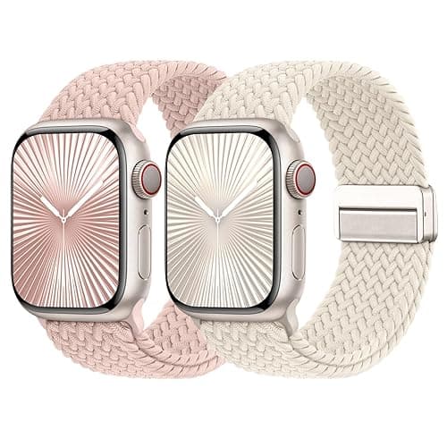 Braided Stretchy Bands with Magnetic Clasp Compatible for Apple Watch Band 38mm 40mm 41mm 42mm 44mm 45mm 46mm 49mm Women Men, Nylon Sport Solo Loop for iWatch Series 11 10 9 8 7 6 5 4 3 Ultra 3 2 1 SE - Image 1
