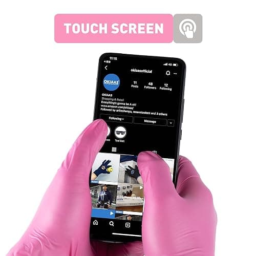 OKIAAS Black/Pink Vinyl Disposable Gloves Latex Free, Food Grade, 5 mil, Cooking, Cleaning, Hair Dye, 50/100/200/1000 Count thumbnail 6