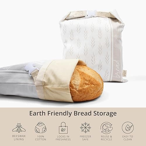 Reusable Bread Bags for Homemade Bread (2 Pack) - Cotton Beeswax Bags for Bread, Sourdough Bread Bags, XL Beeswax Bread Bag, Beeswax Bread Bags for Homemade Bread Sourdough Storage Bag, Sourdough Bag thumbnail 3