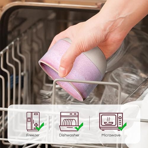 INGOFIN Ceramic Espresso Cup Set - Espresso Cup Set for Coffee and Tea, Espresso Shot Mug, Espresso Mug for Home, Kitchen and Restaurant, Microwave & Freezer Safe, Pack of 4, Pink thumbnail 5