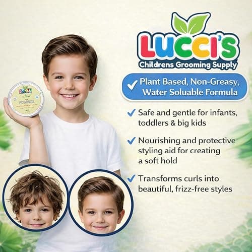 LUCCI’S CHILDRENS GROOMING SUPPLY Baby Hair Gel – 5oz Plant-Based Styling Hair Pomade for Infants – No Parabens or Sulphates – Medium Shine and Strong Hold Hair Paste for Kids thumbnail 2