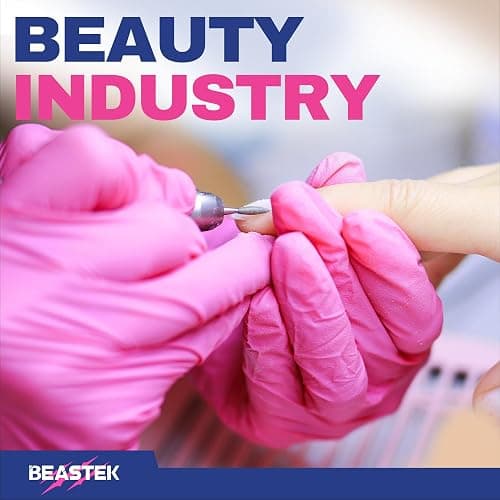 Beastek Nitrile Disposable Exam Gloves, 4Mil 100Ct Powder-Free Latex-Free Food-Safe for Cooking Medical Esthetician, Hot Pink thumbnail 5