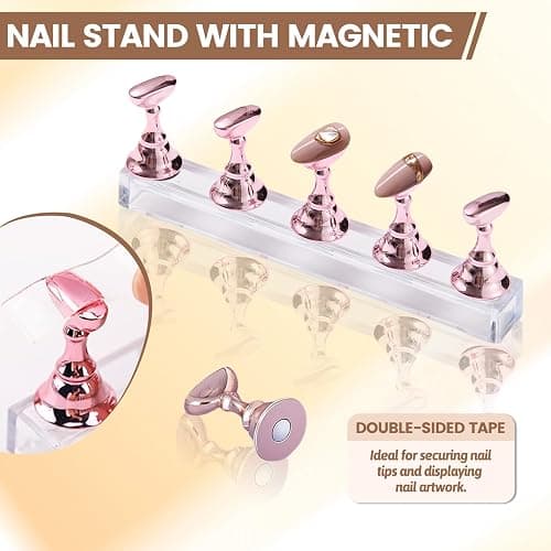 Nail Art Tools Set, 15 Nail Art Brushes 6 Nail Dotting Tool 3 Nail Stickers 2nail buffer 2 toe separator with Nail Stand Holder for Nail Tech & Beginners Nail Art Supplies Kit (Pink) thumbnail 4