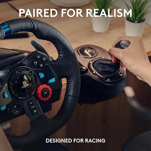 Logitech G29 Driving Force Racing Wheel and Pedals, Force Feedback, Real Leather + Logitech G Driving Force Shifter - For PS5, PS4 and PC, Mac - Black thumbnail 2