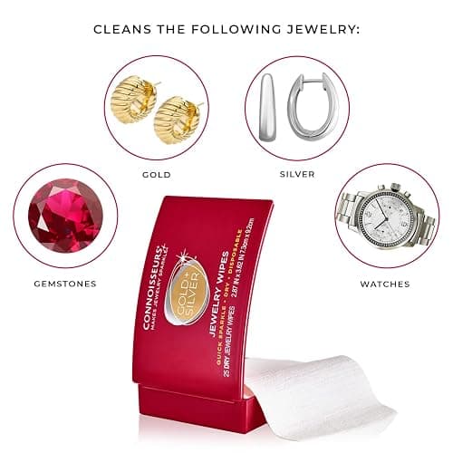 CONNOISSEURS Premium Edition Compact Jewelry Wipes No Rinse Gold and Silver Jewelry Cleaner, Polish and Remove Tarnish to Restore Brilliance, Dry Disposable Wipes, Diamond Dazzle Stik thumbnail 7